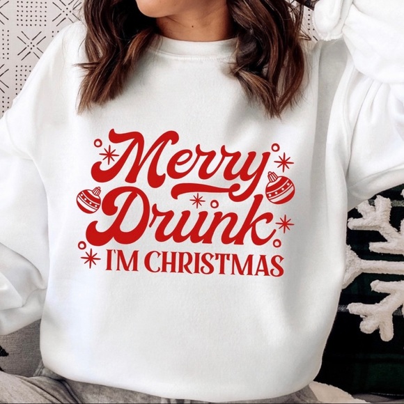 Tops - Merry Drunk I’m Christmas Crew Neck Long Sleeve Sweatshirt